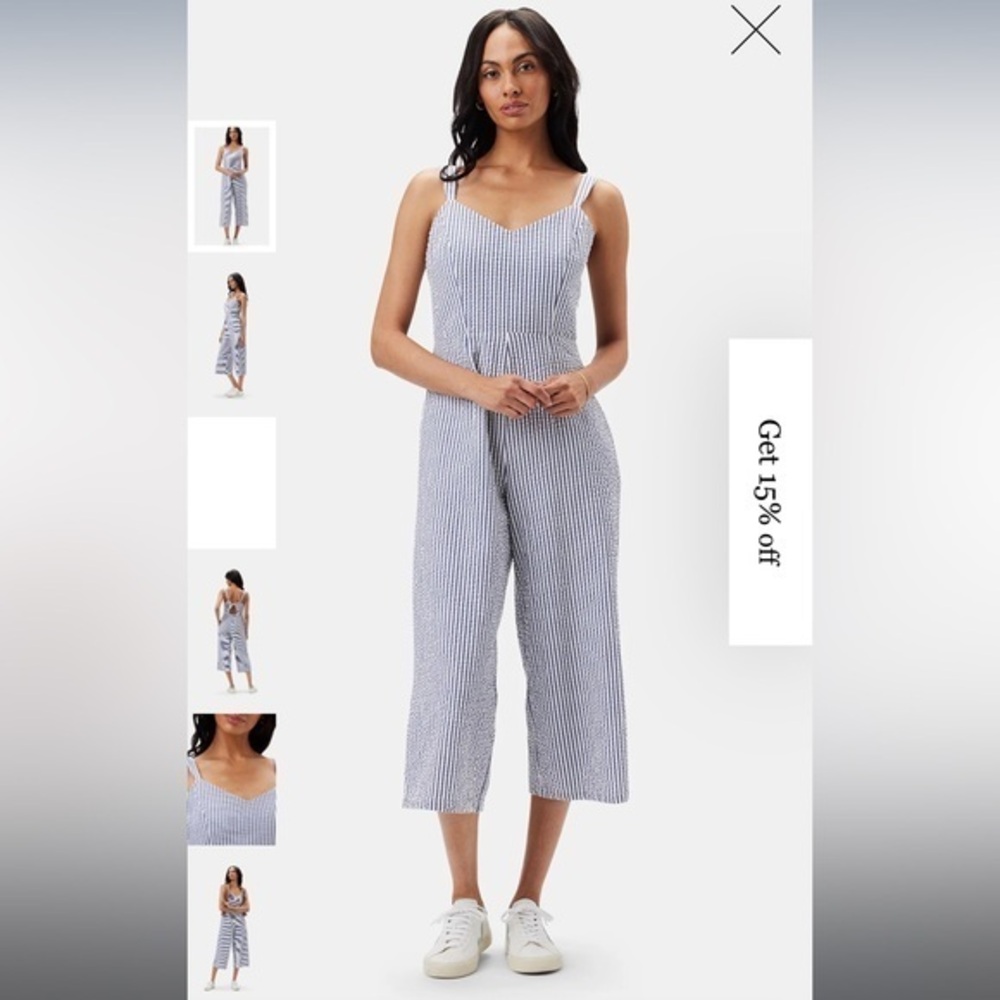 NWT - Amour Vert - Seersucker Jumpsuit - Size Large